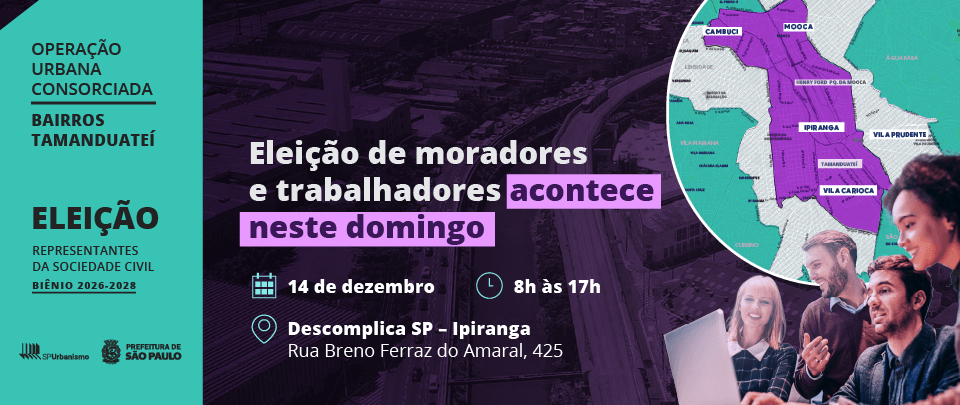Eleição de representantes da sociedade civil para a OUCVT acontece neste domingo (14) 